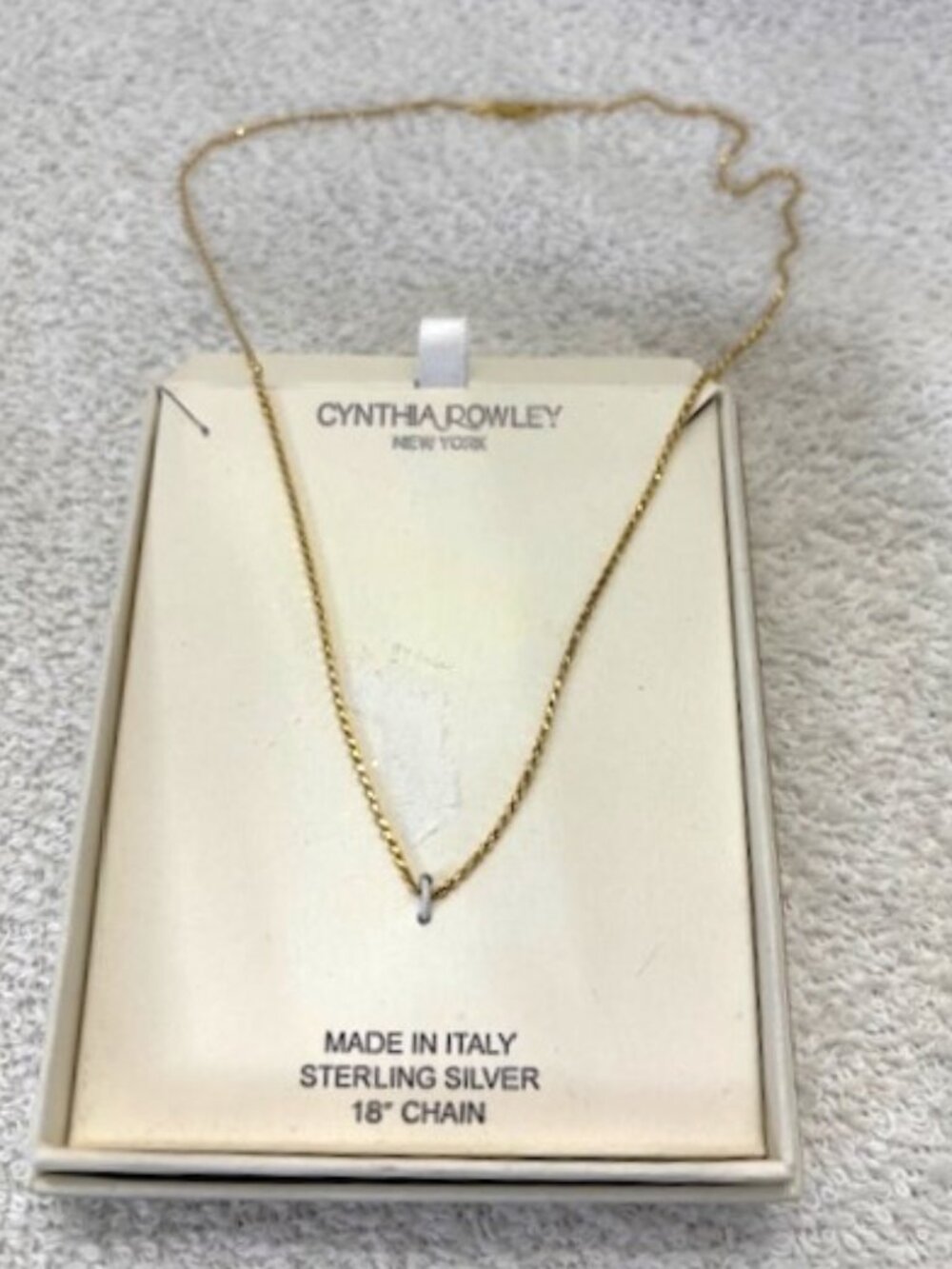 Cynthia Rowley 18" sterling silver necklace w/gold tone wash Made in Italy NIB